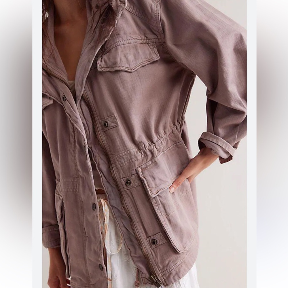 Free people X We the free Women's Purple Utility Jacket size L NWOT - Picture 4 of 13